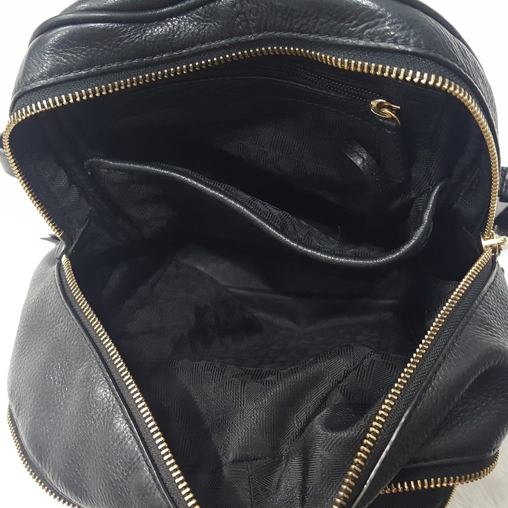 āSOLDāMichael Kors "Rhea" Black Leather Backpack - Picture 7 of 8